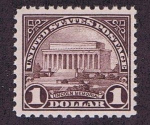 US 571 UNUSED ORIGINAL GUM MNH $1 LINCOLN MEMORIAL, 1923 VERY FINE