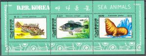 NORTH KOREA, MARINE LIFE, MINISHEET 1979, NEVER HINGED **!