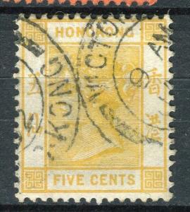 HONG KONG; 1900 early QV Crown CA issue fine used 5c. value