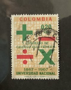 Colombia 1968  Scott C510 used - 20c, Computer symbols, Natl. University Cent.