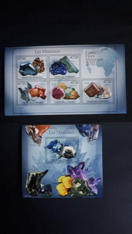 Comoro Islands 2011. - Minerals (475) ** MNH Sheet + Block (perf.)