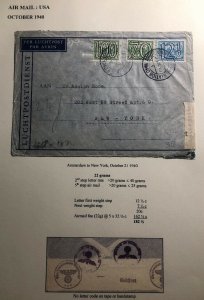 1940 Amsterdam Netherlands Airmail Censored Cover To New York Usa B