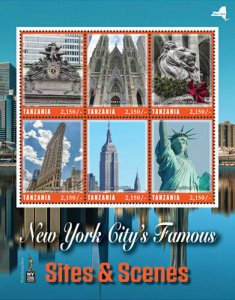 Tanzania 2016 - New York City - Sites and Scenes - Sheet of 6 - MNH