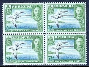 BERMUDA — SCOTT 121D (SG 114b) — 1941 7½d BIRD — MNH BLK/4 — SCV $20