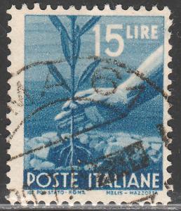 Italy 473A, 15L Planting tree. Used. F-VF. (399)