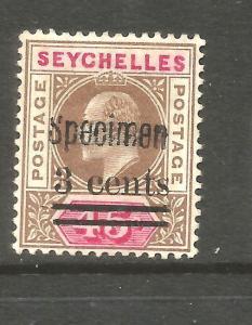 SEYCHELLES  1903  3c on 45c  KEVII  MLH SPECIMEN  SG 59s 