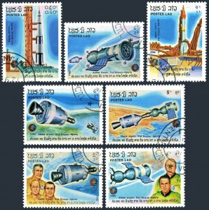 Laos 650-656,CTO.Michel 851-857. Apollo-Soyuz Flight,10th Ann.1985.