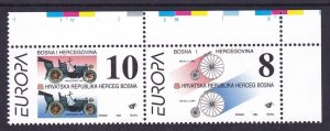 Bosnia & Herzegovina - Croat Admin 15 Transportation EUROPA Pair Very Fine