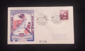 C) 1954. SPAIN. FDC. ENVELOPE SENT TO ARGENTINA. BADALONA PHILATELIC EXHIBITION