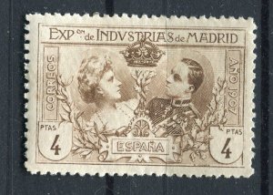 SPAIN; 1907 early Madrid Expo issue fine Mint hinged 4P. value