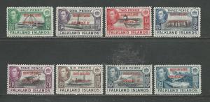 Falkland Islands South Shetlands  Scott catalogue # 5L1-5L8 Unused Hinged