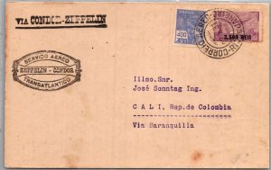 BRAZIL POSTAL HISTORY AIRMAIL COVER VIA CONDOR ZEPPELIN ADDR COLOMBIA CANC YR'31