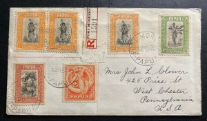 1939 Port Moresby Papua New Guinea Cover Registered To Chester PA USA 2 Pence St