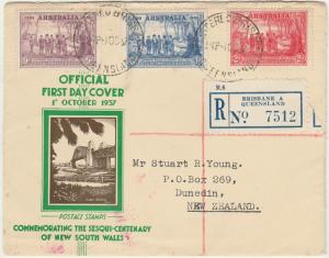 AUSTRALIA 1937 150TH NSW ANNIVERSARY REGISTERED FDC 