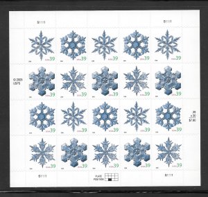 #4101-4104 MNH SNOWFLAKES Sheet