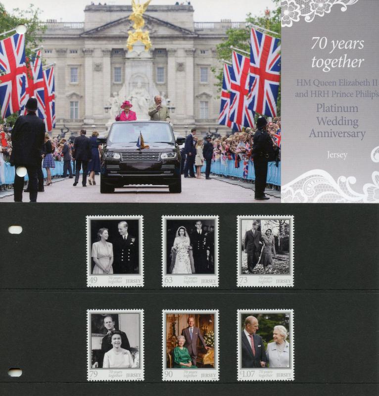 Jersey 2017 MNH Queen Elizabeth II Platinum Wedding 6v Set Pres Pack Stamps