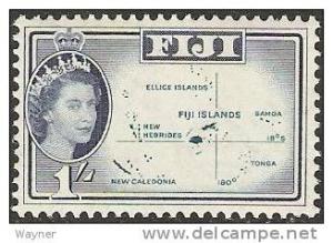 Fiji 1961 Scott number 171 Queen Elizabeth II & map MNH