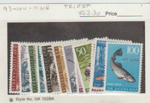 Yugoslavia Trieste Zone B Scott #93-104 Animal, Birds, Insect Types of 1954 MNH