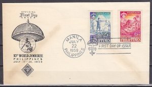 Philippines, Scott cat. B10-11 10th World Scout Jamboree. First day cover. ^
