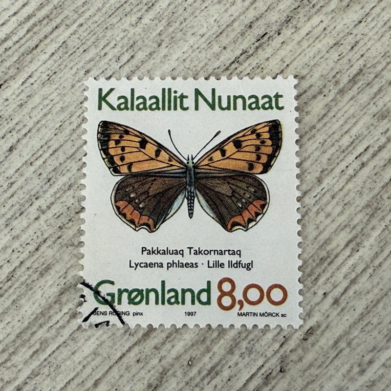 Greenland #318 Used,  Butterflies, 8k  2024 SCV $3.50