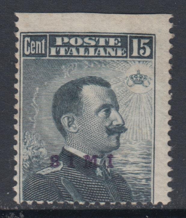 Italy Egeo Simi - Sassone n. 4a  cv 320$ - 15 cent. UNPERFORATED AT TOP MH*