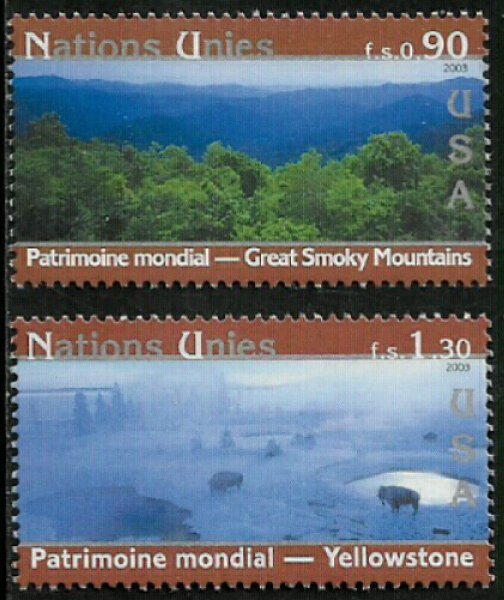 UN, Geneva #415-6 MNH Set - World Heritage Sites - USA