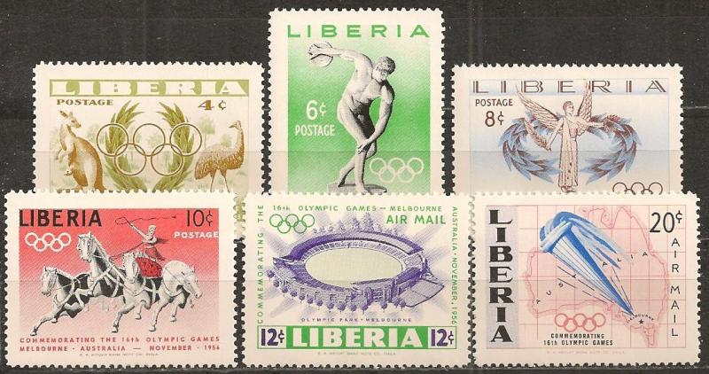 Liberia #358-61, C104-5 Mint Never Hinged F-VF (814L)  