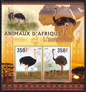 Djibouti 2013 Birds Ostrich Sheet MNH