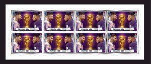 Stamps.Soccer World Cup in Qatar 2022 Messi Mbape, 2022 year ,1 sheet perforated