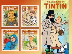 Stamps.Comic Adventures of Tintin 2023 year, 1+1 sheets  perforated  NEW