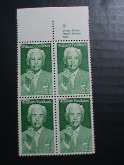 ​UNITED STATES-1987-SC# 2350  WILLIAM FAULKNER USA MNH BLOCK OF 4 HARD TO FIND