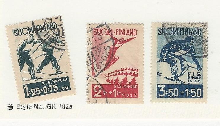Finland, Postage Stamp, #B31-B33 Used, 1938 Skiing, Sports