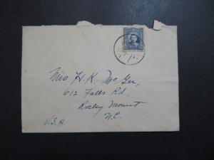 China 1930s Cover to North Carolina / Light Creasing - Z9055