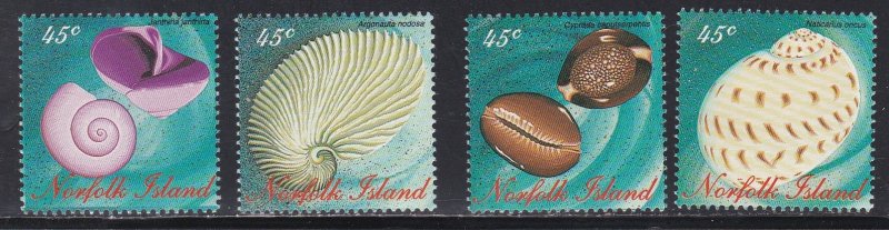 Norfolk Island #  602-605, Sea Shells, NH, 1/2 Cat.