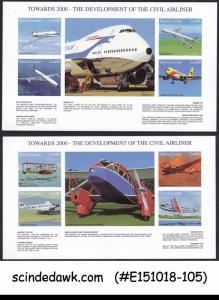 SIERRA LEONE 2000 DEVEL. OF CIVIL AIRLINER / AVIATION SET OF 2 M/S MNH IMPERF