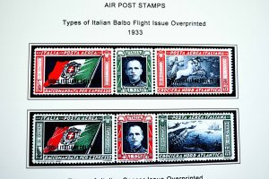 COLOR PRINTED AEGEAN ISLANDS 1912-1940 STAMP ALBUM PAGES (10 illustrated pages)