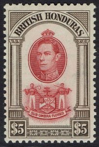 BRITISH HONDURAS 1938 KGVI ARMS $5 MNH **