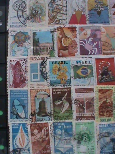 ​BRAZIL STAMPS: VERY OLD LARGE 56 DIFFERENT PICTORIAL BRAZIL USED STAMPS #BR-H