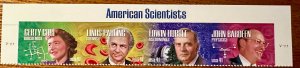 US # 4227a american Scientists strip of 4 w/header 41c 2008 Mint NH