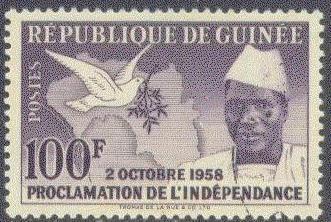 GUINEA 174 USED (CTO) 1959 100fr INDEPENDENCE CV  $2.10