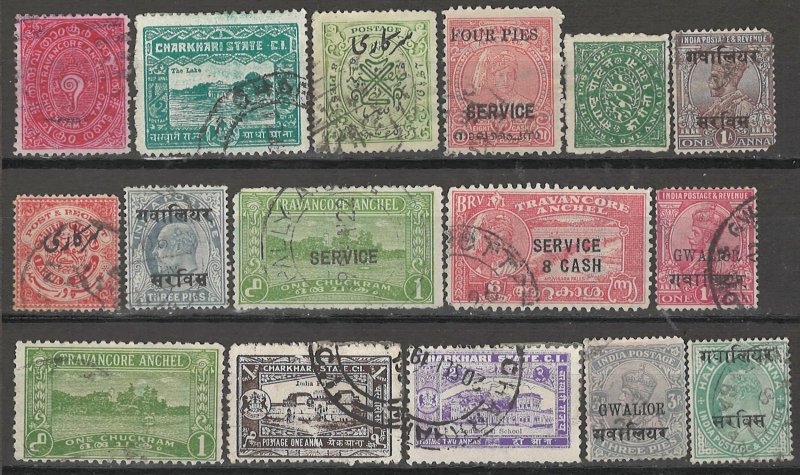 COLLECTION LOT # 4104 INDIAN STATES 16 STAMPS 1875+