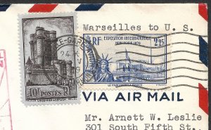 Doyle's_Stamps: Nice 1939 Airmail First Flight Cover France to USA
