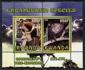 RWANDA - 2009 - Tree Kangaroo & Aye Aye - Perf 2v Sheet - MNH - Private Issue