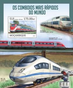 Speed Trains Züge TGV Railroads Locomotives Transport Mozambique MNH stamp set