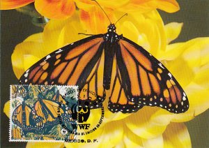 Mexico 1988 Maxicard Sc #1560 300p Monarch butterfly WWF