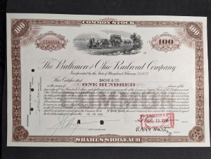 Baltimore and Ohio Railroad Stock Certificate XF, CV $49.95
