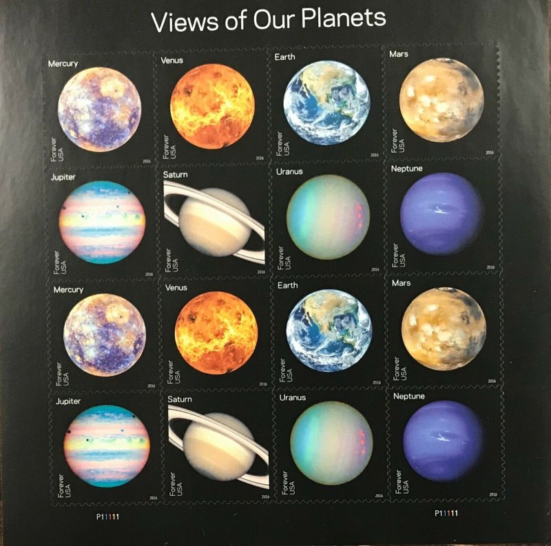 5069-5076    Views of our Planets   MNH Forever sheet of 16   FV $8.80   2016