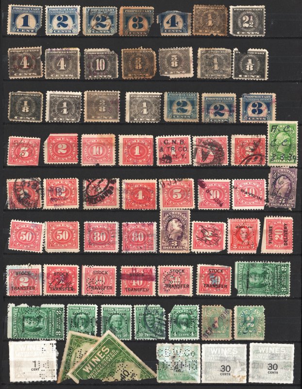 Revenue Stamps: 64 Stamps: Used/All with Faults