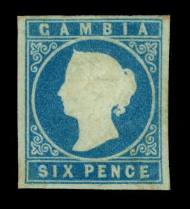 British GAMBIA 1869  Queen Victoria  6p blue  Scott# 2 (SG# 3) mint MH  VF