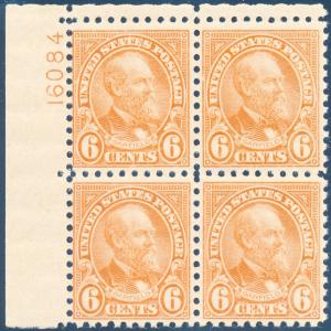 #587 PLATE BLK/4VF OG NH GLAZED GUM DUE TO MOUNT CBB180 CV $325.00 BP5431